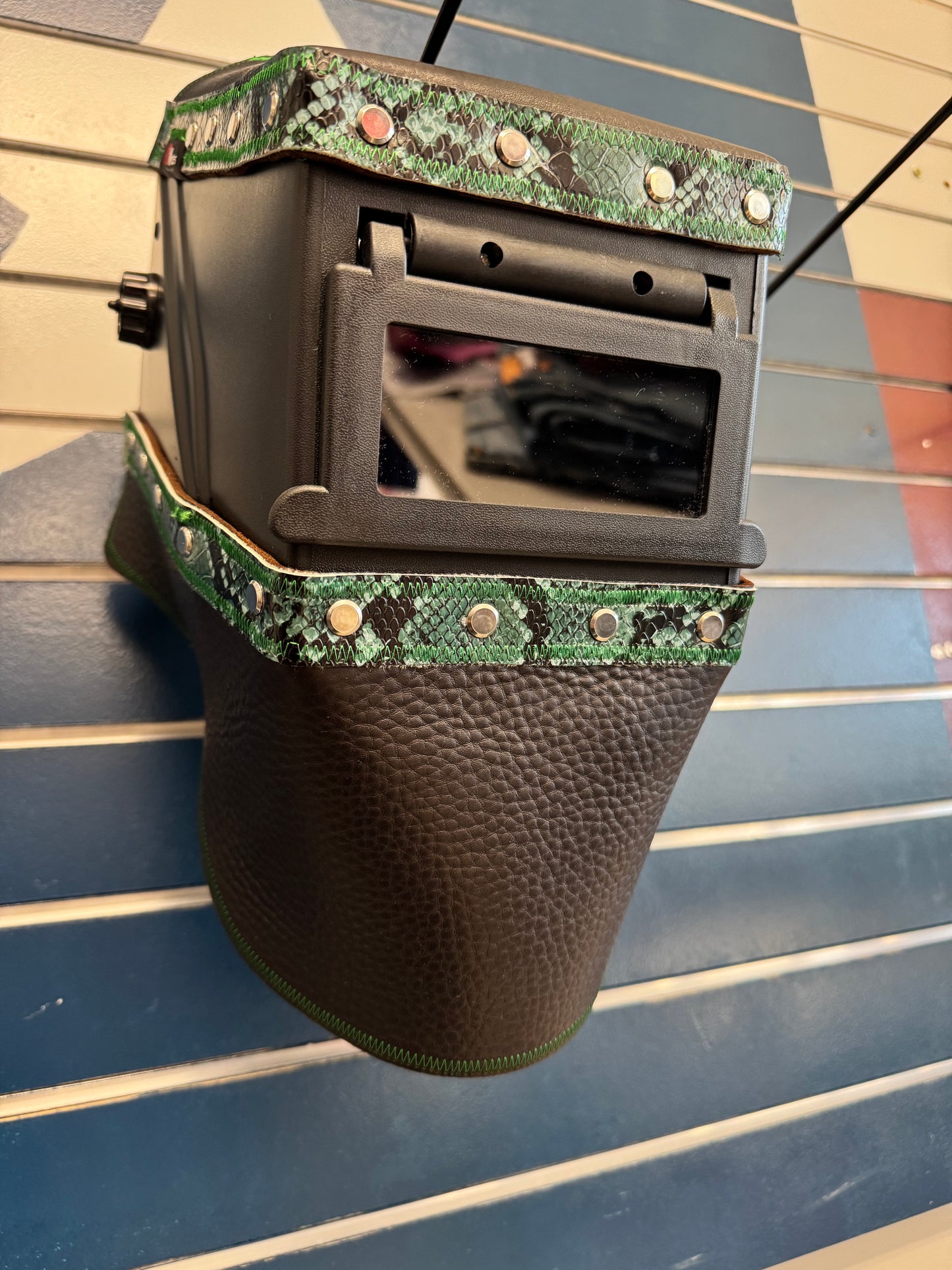 Black and Green Snake Welding Hood