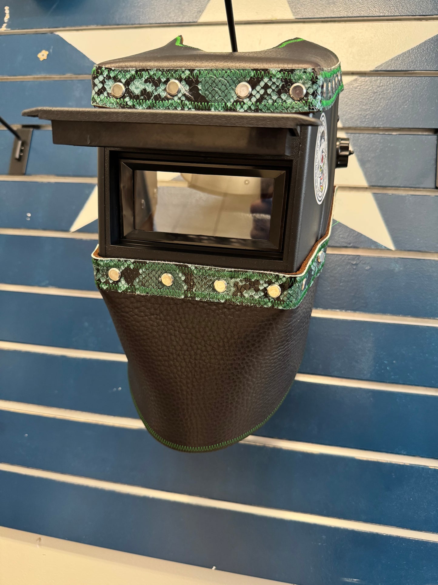 Black and Green Snake Welding Hood