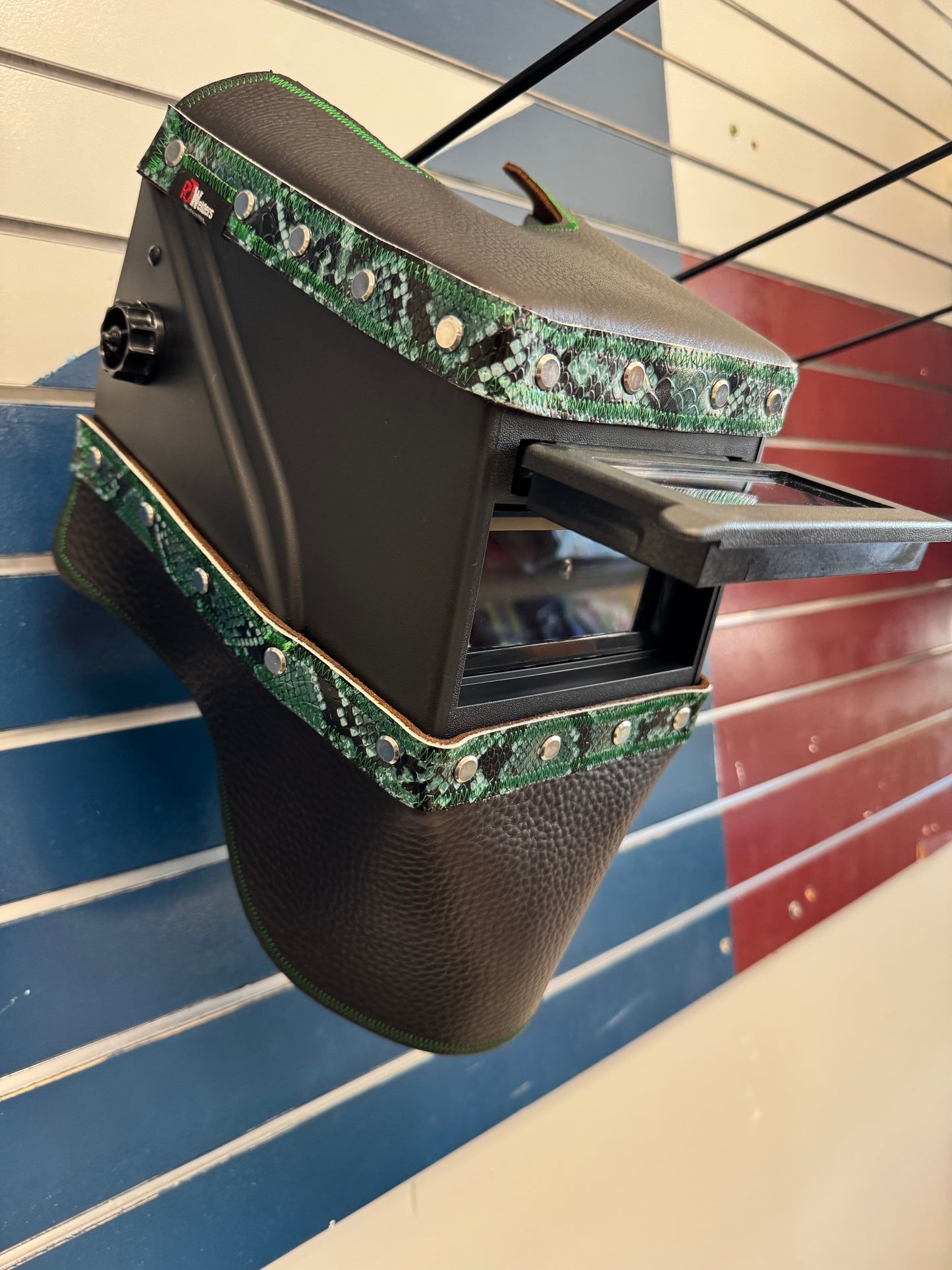 Black and Green Snake Welding Hood