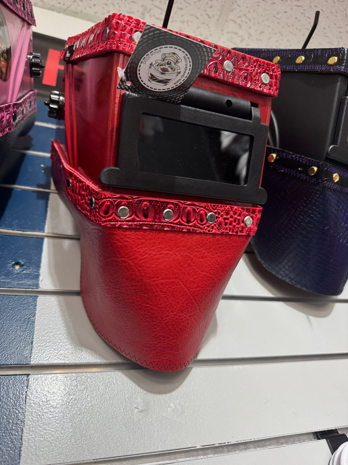 Red on Red Welding Hood - Croc Design