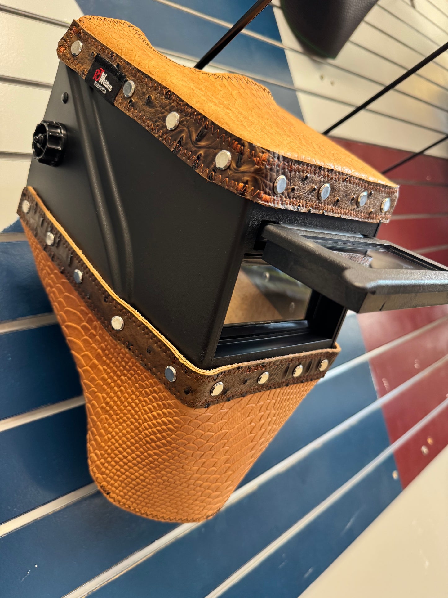 Brown Ostrich/Snake  Welding Hood
