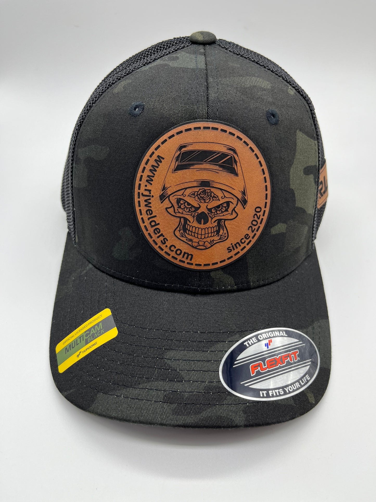 Flex Fit Cap - Black and Camo Style w/ RJW Brown Patch