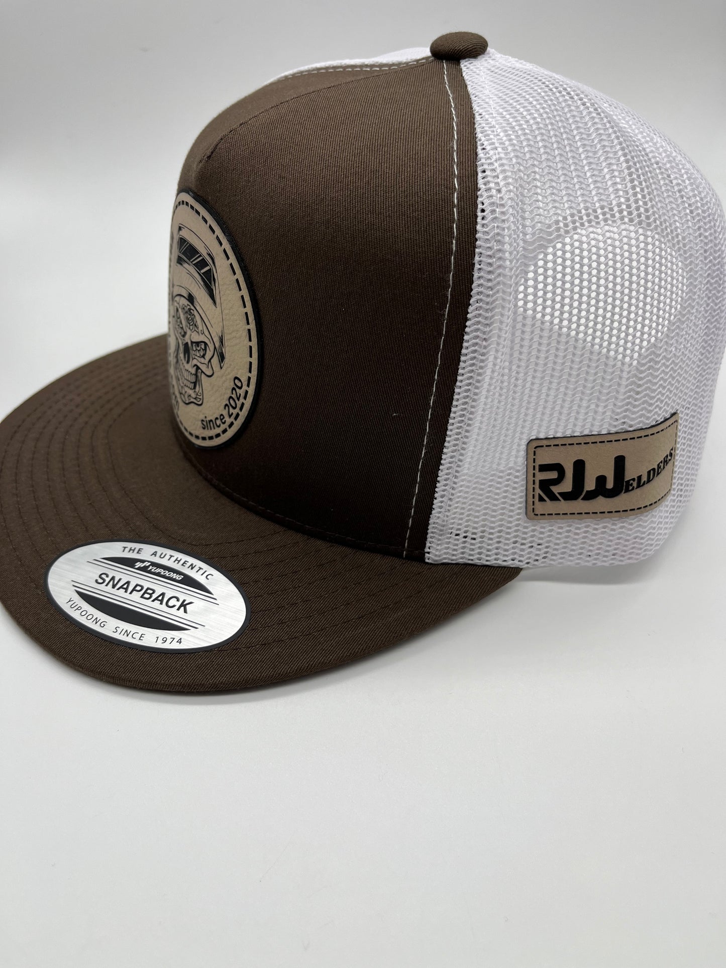 Snapback Cap - Brown and White w/ RJW Tan Patch