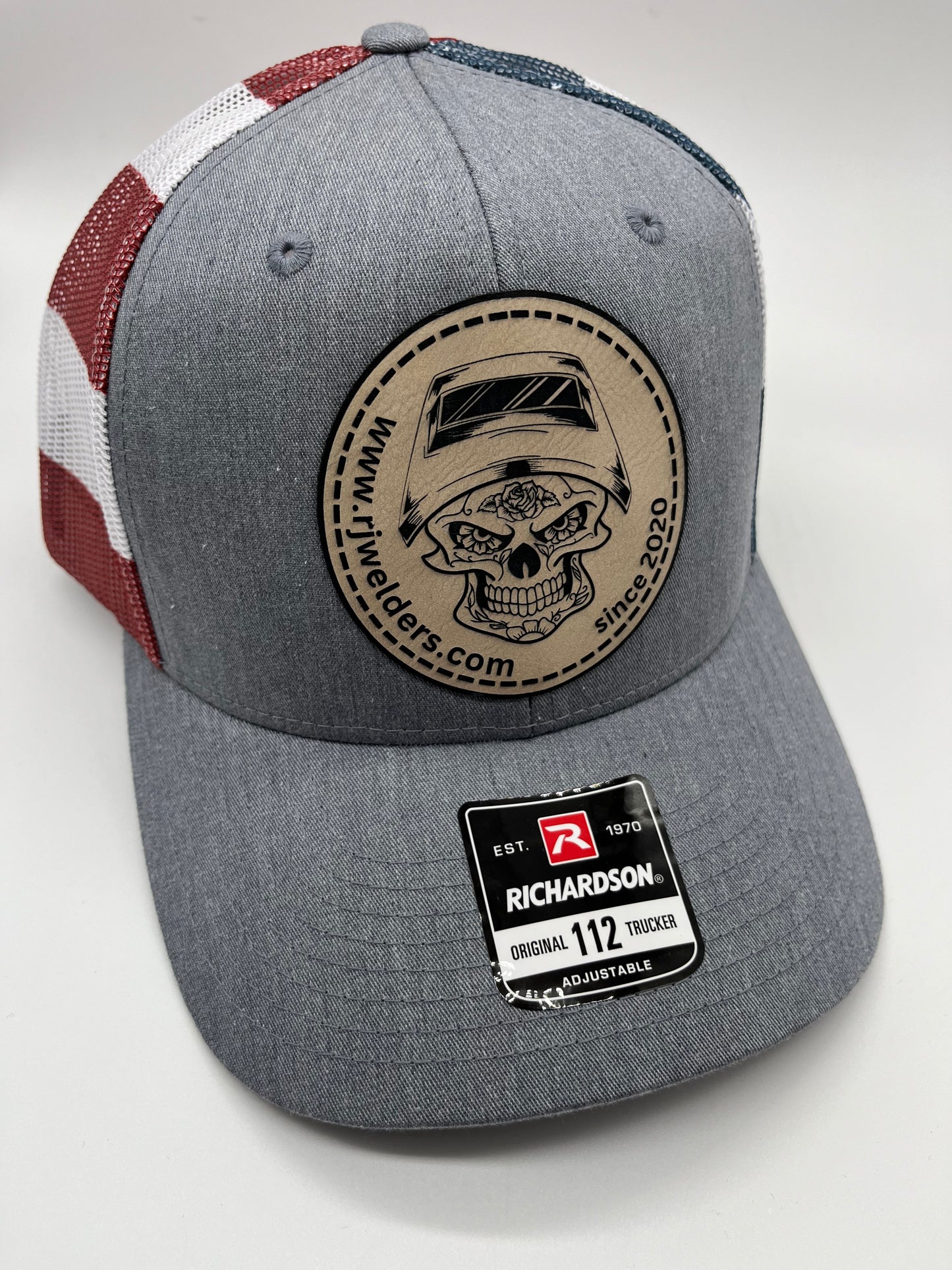 Snapback Cap - Grey and US Flag Colors w/ RJW Tan Patch