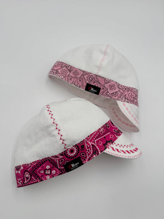 White Cap w/ Red/Pink Bandana Bands