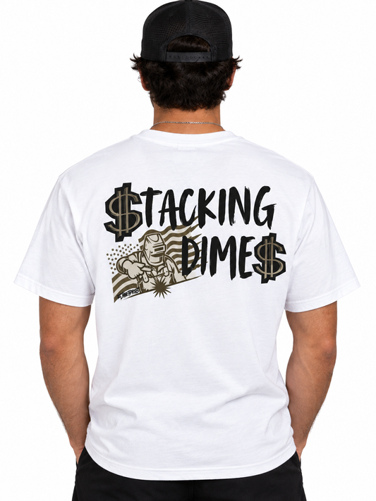 Stacking Dimes - Welder Tshirt - White