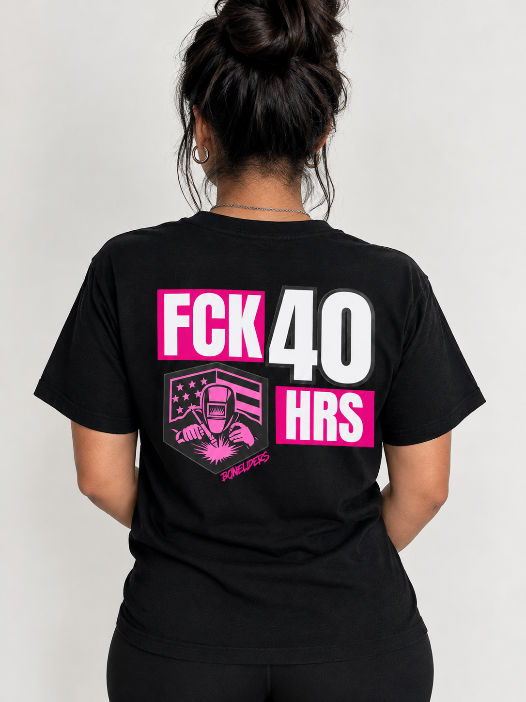 Fck 40 Hrs Welding T shirt - BLACK/PINK
