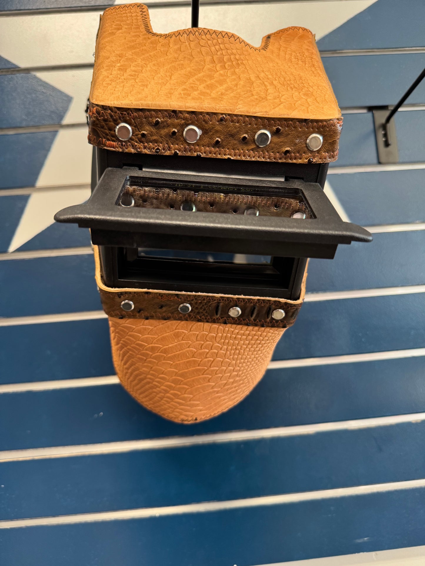 Brown Ostrich/Snake  Welding Hood