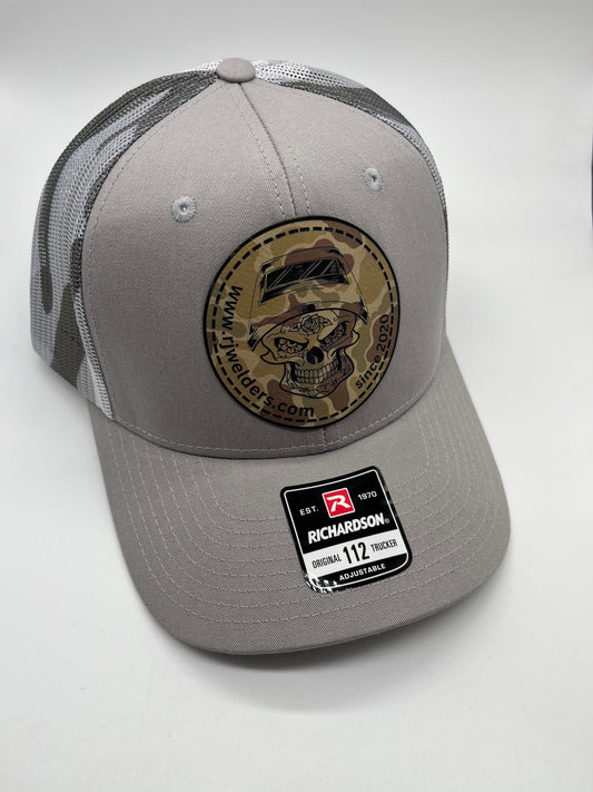 Snapback Cap - Grey and Camo w/ RJW Camo Patch