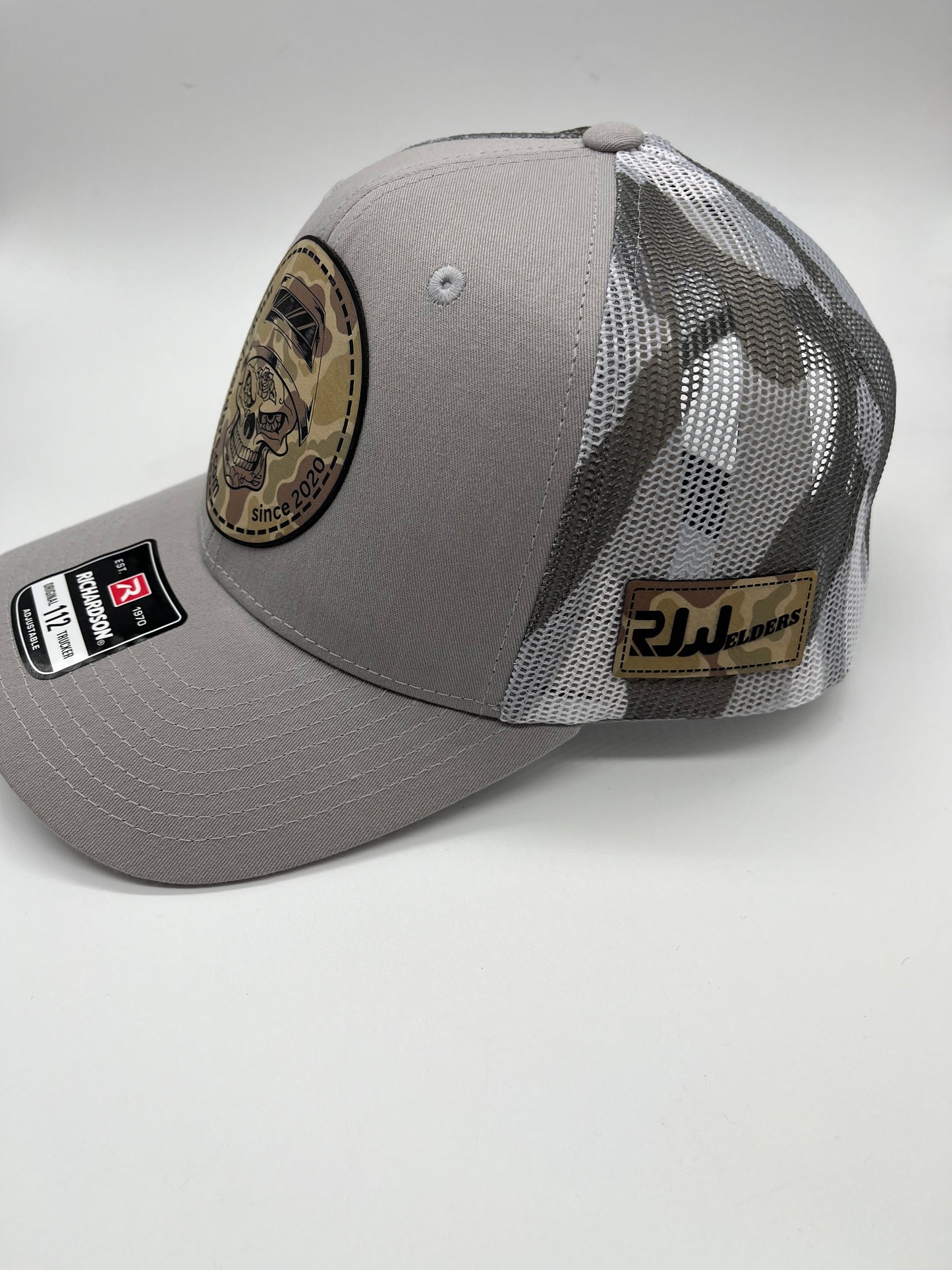 Snapback Cap - Grey and Camo w/ RJW Camo Patch