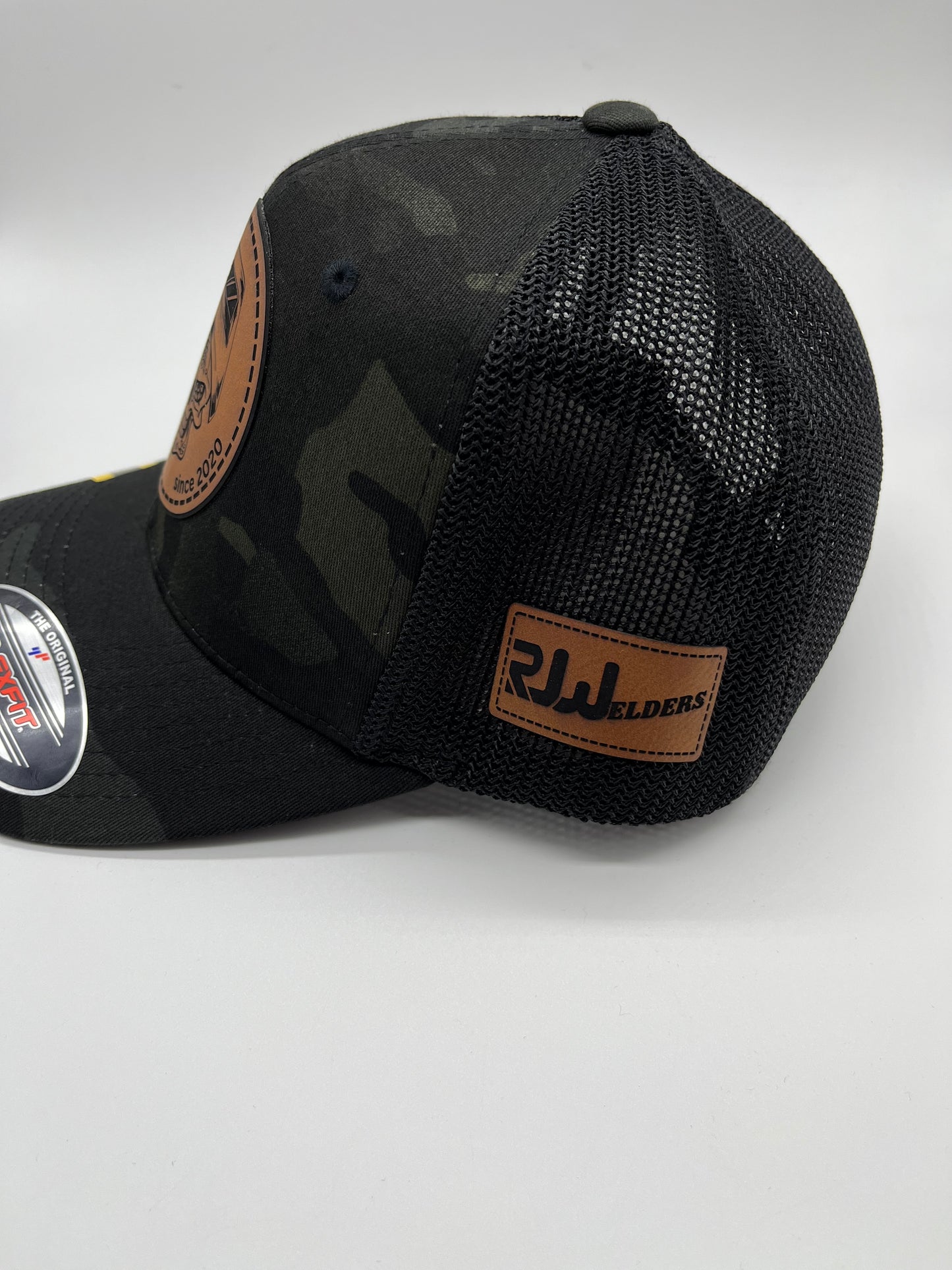 Flex Fit Cap - Black and Camo Style w/ RJW Brown Patch