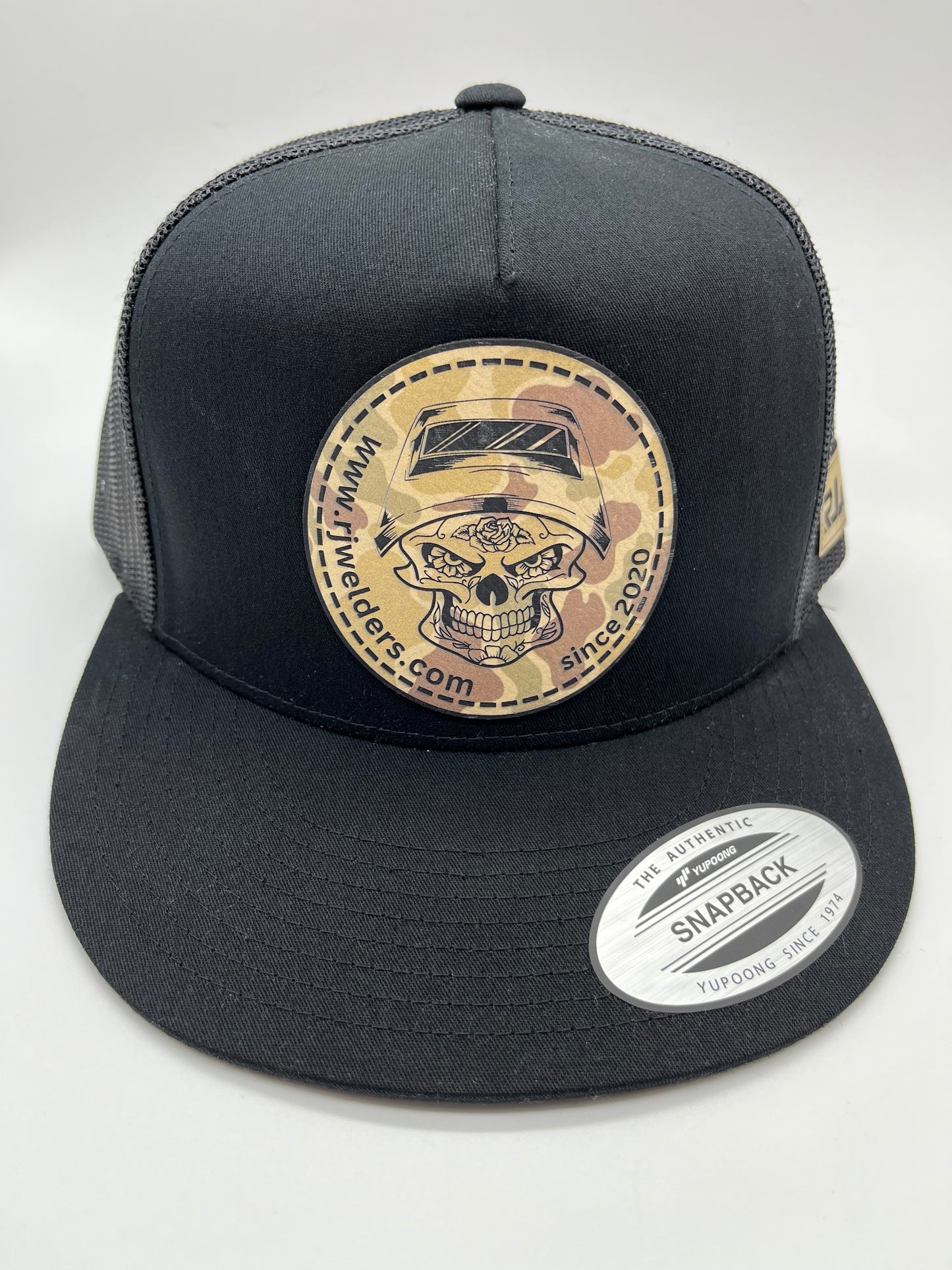 Snapback Cap - Black w/ RJW Camo Patch