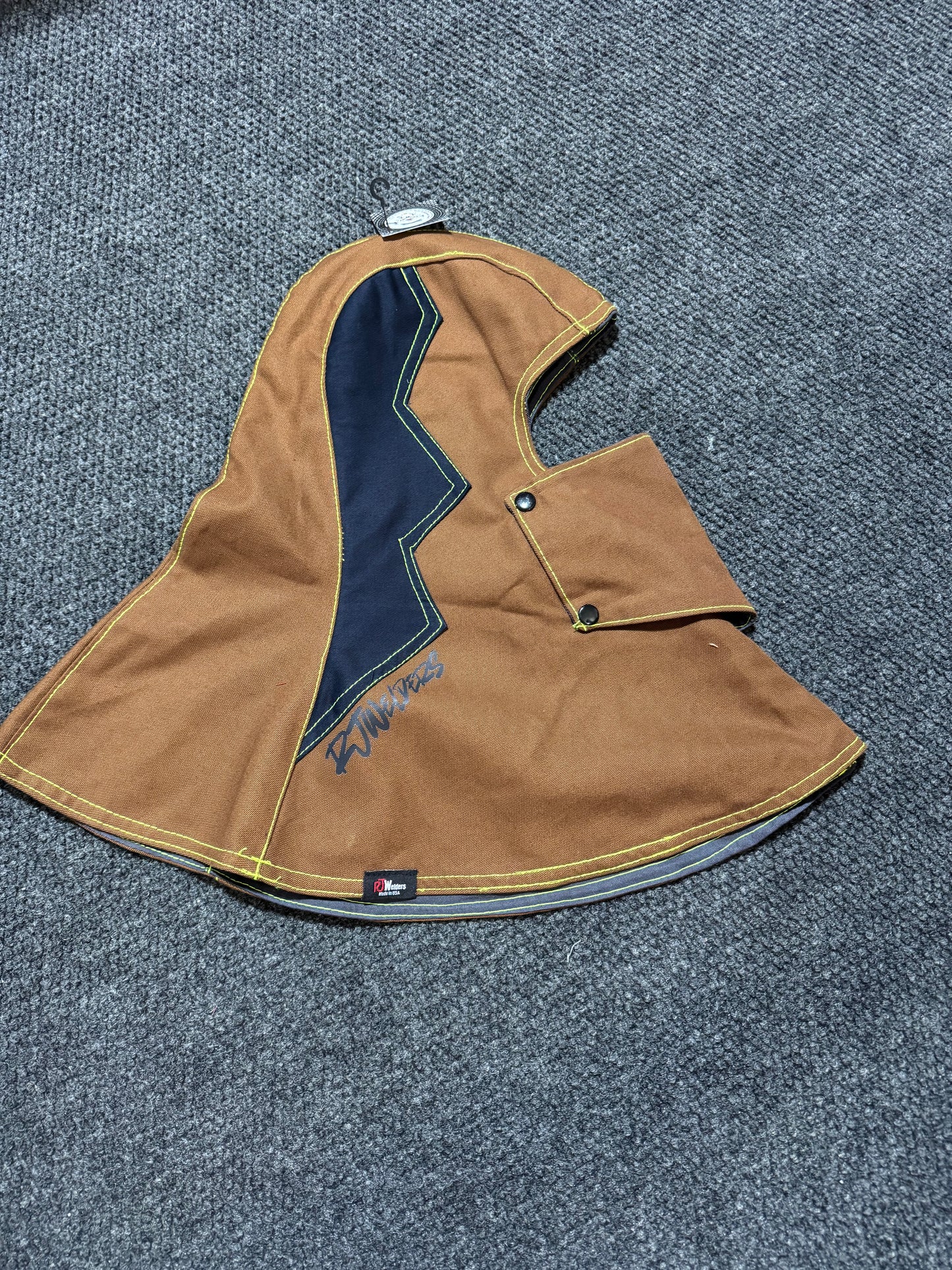 Heavy Duty Cotton Hood - Khaki and Blue w/Yellow