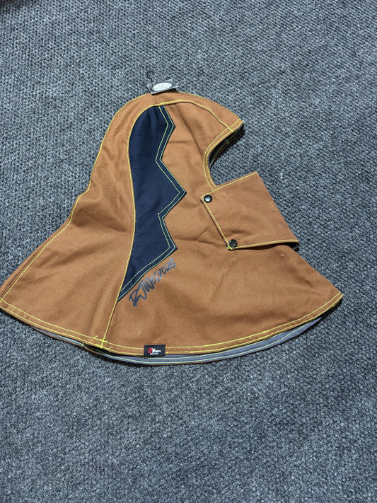 Heavy Duty Cotton Hood - Khaki and Blue w/Yellow