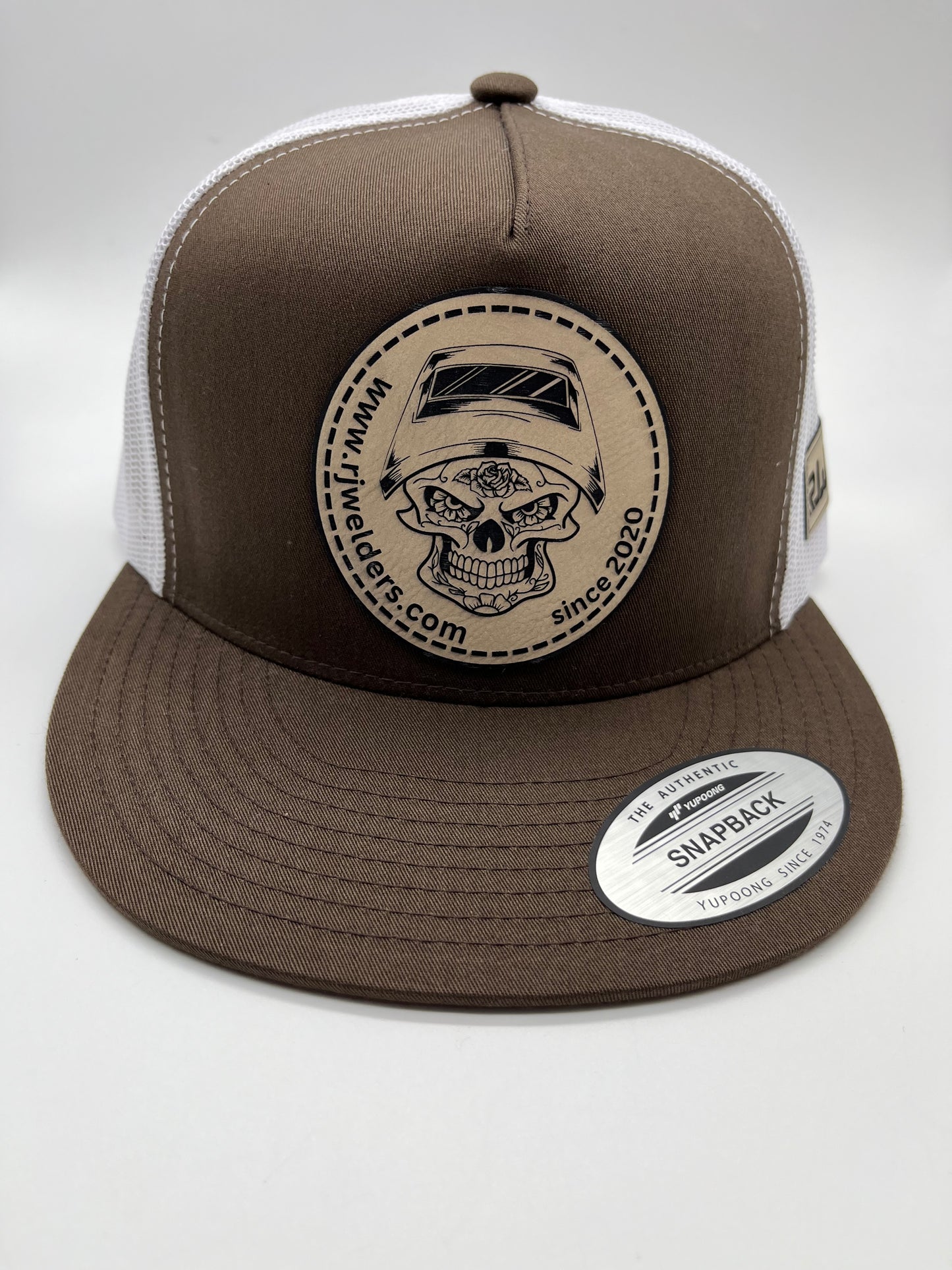 Snapback Cap - Brown and White w/ RJW Tan Patch