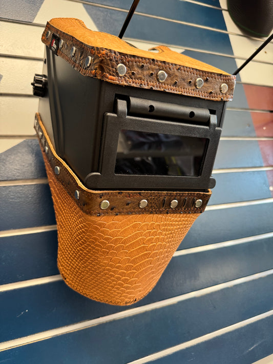 Brown Ostrich/Snake  Welding Hood