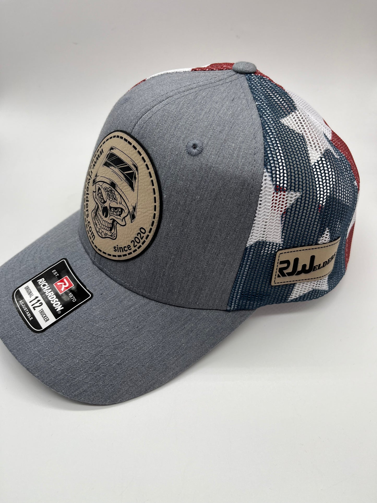 Snapback Cap - Grey and US Flag Colors w/ RJW Tan Patch