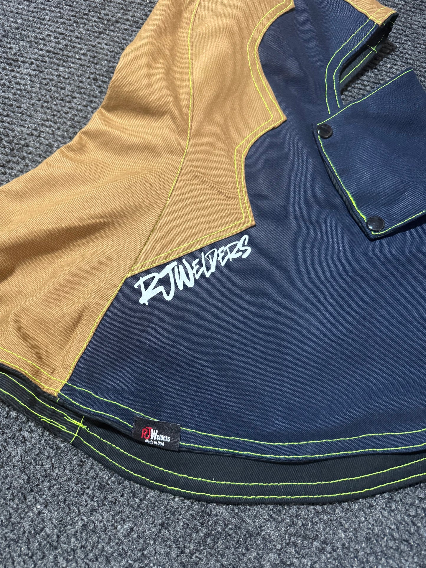 Heavy Duty Cotton Hood - Khaki and Blue w/Green