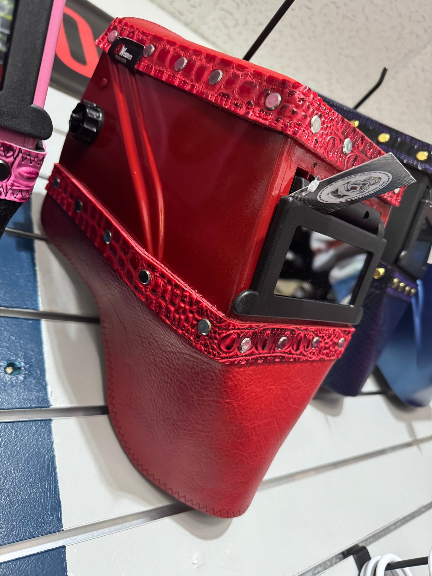 Red on Red Welding Hood - Croc Design