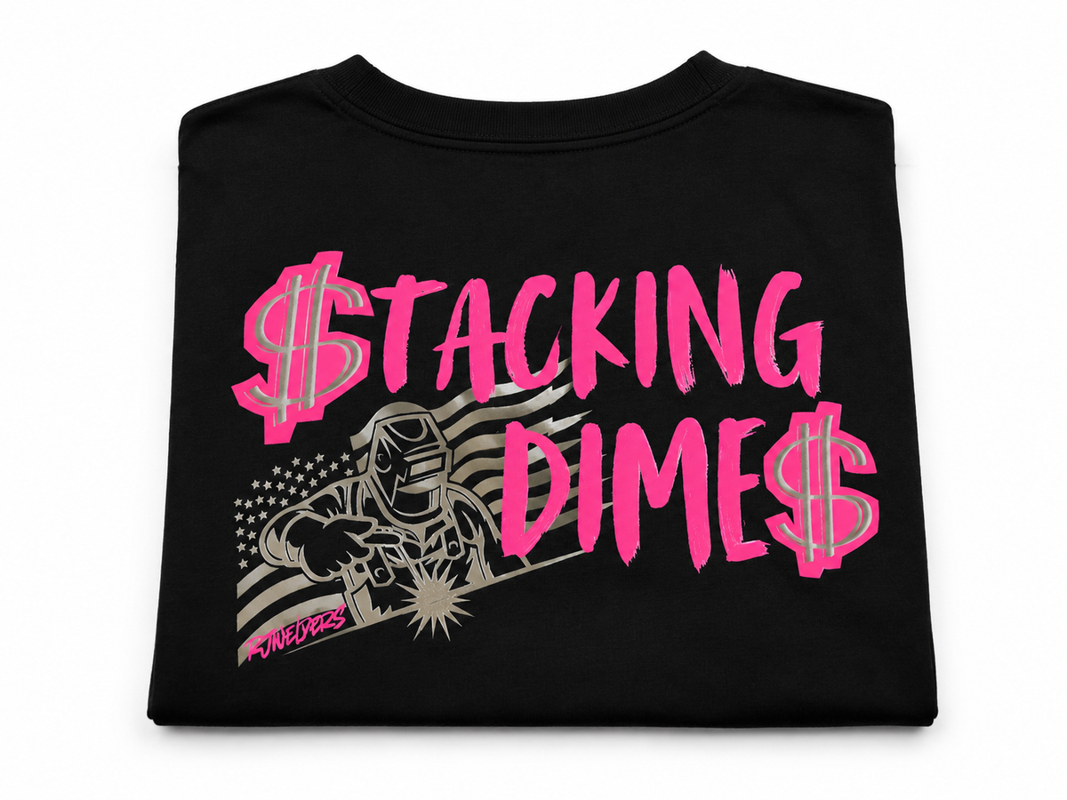 Stacking Dimes - Welder Tshirt - BLACK/PINK