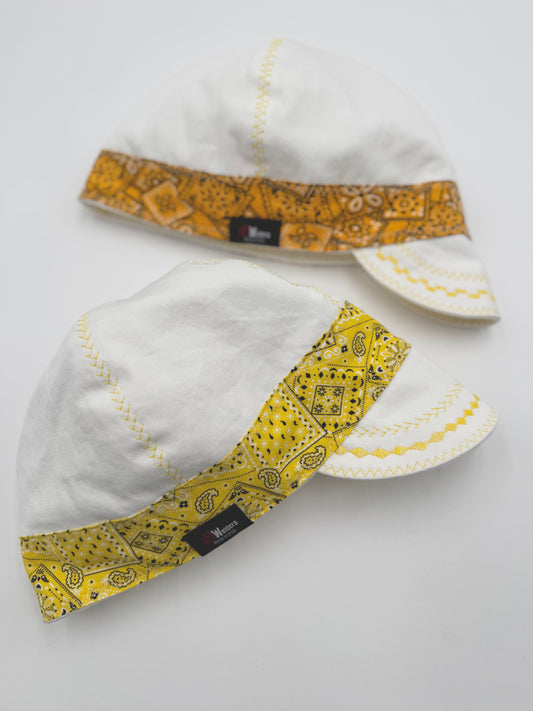 White Cap w/ Yellow/Orange Bandana Bands