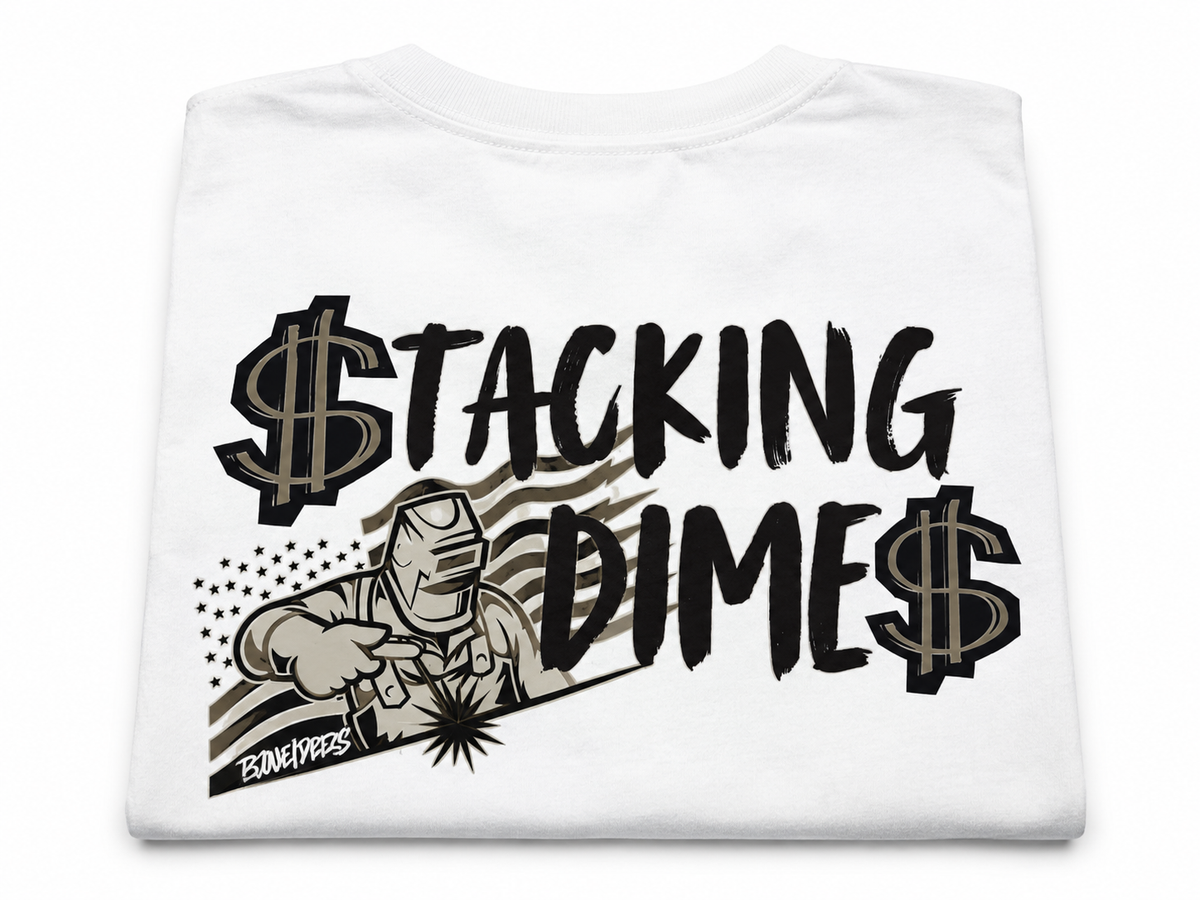 Stacking Dimes - Welder Tshirt - White