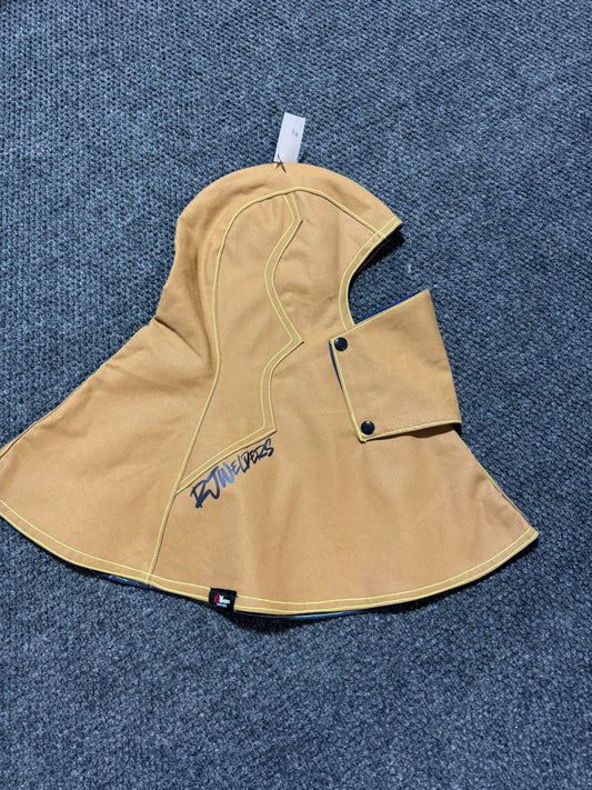 Heavy Duty Cotton Hood - Khaki w/Lime Green