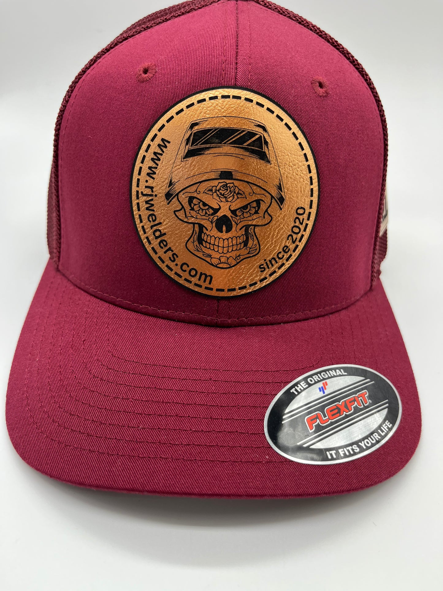 Flex Fit Cap - Burgundy w/ RJW Metallic Gold Patch