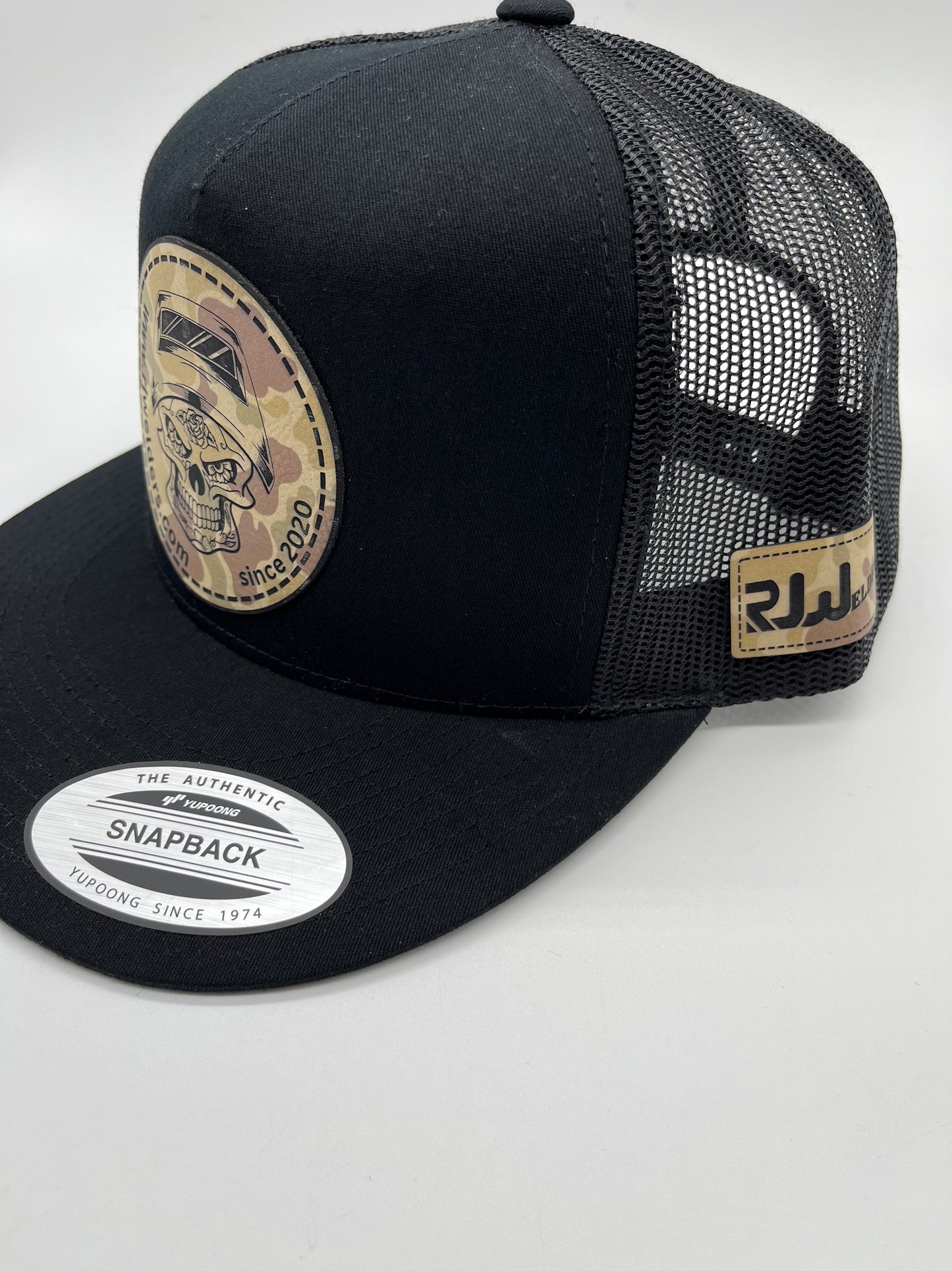 Snapback Cap - Black w/ RJW Camo Patch