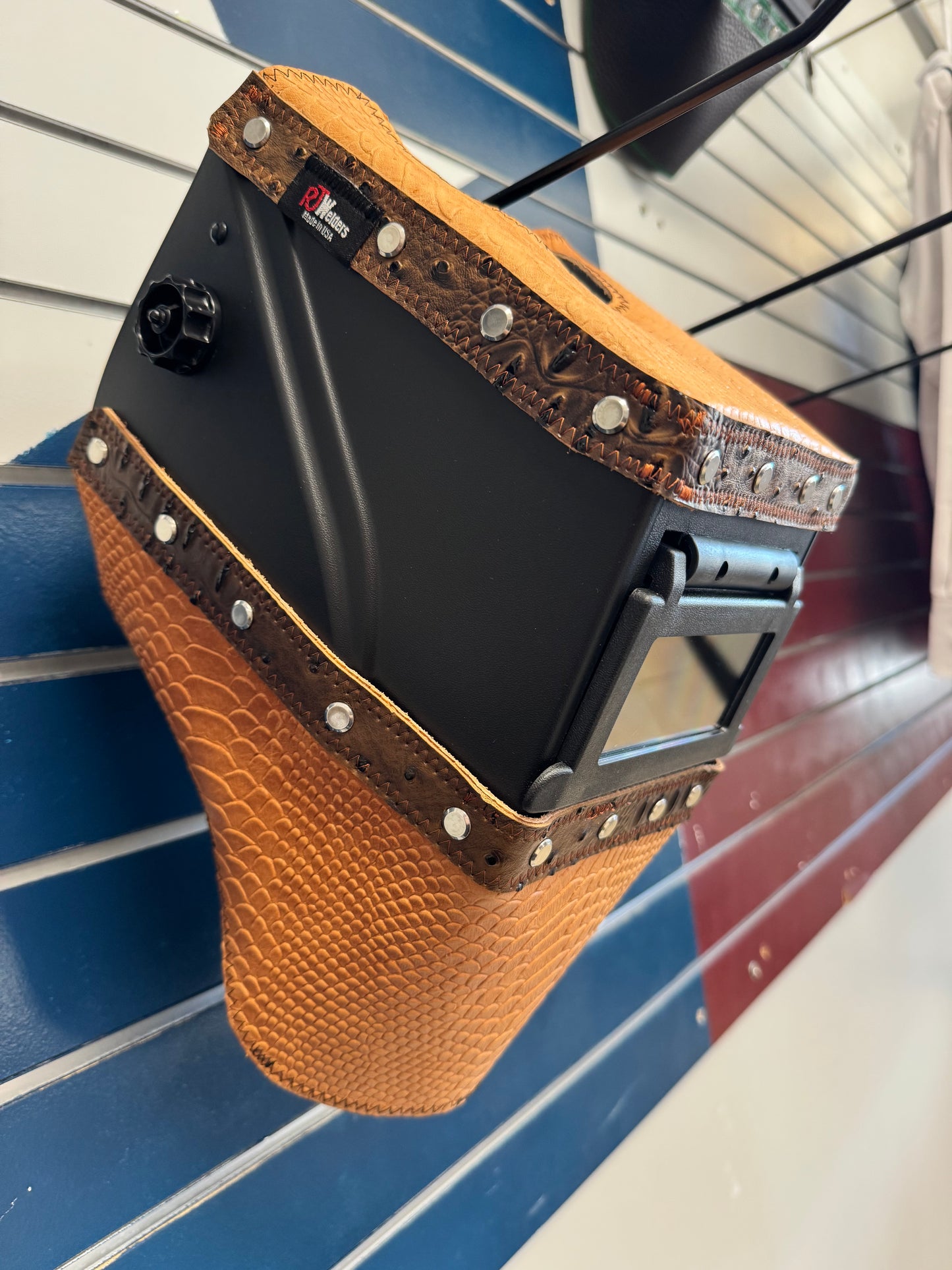 Brown Ostrich/Snake  Welding Hood