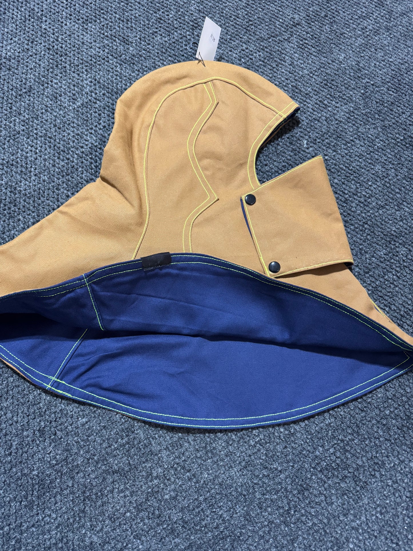 Heavy Duty Cotton Hood - Khaki w/Lime Green