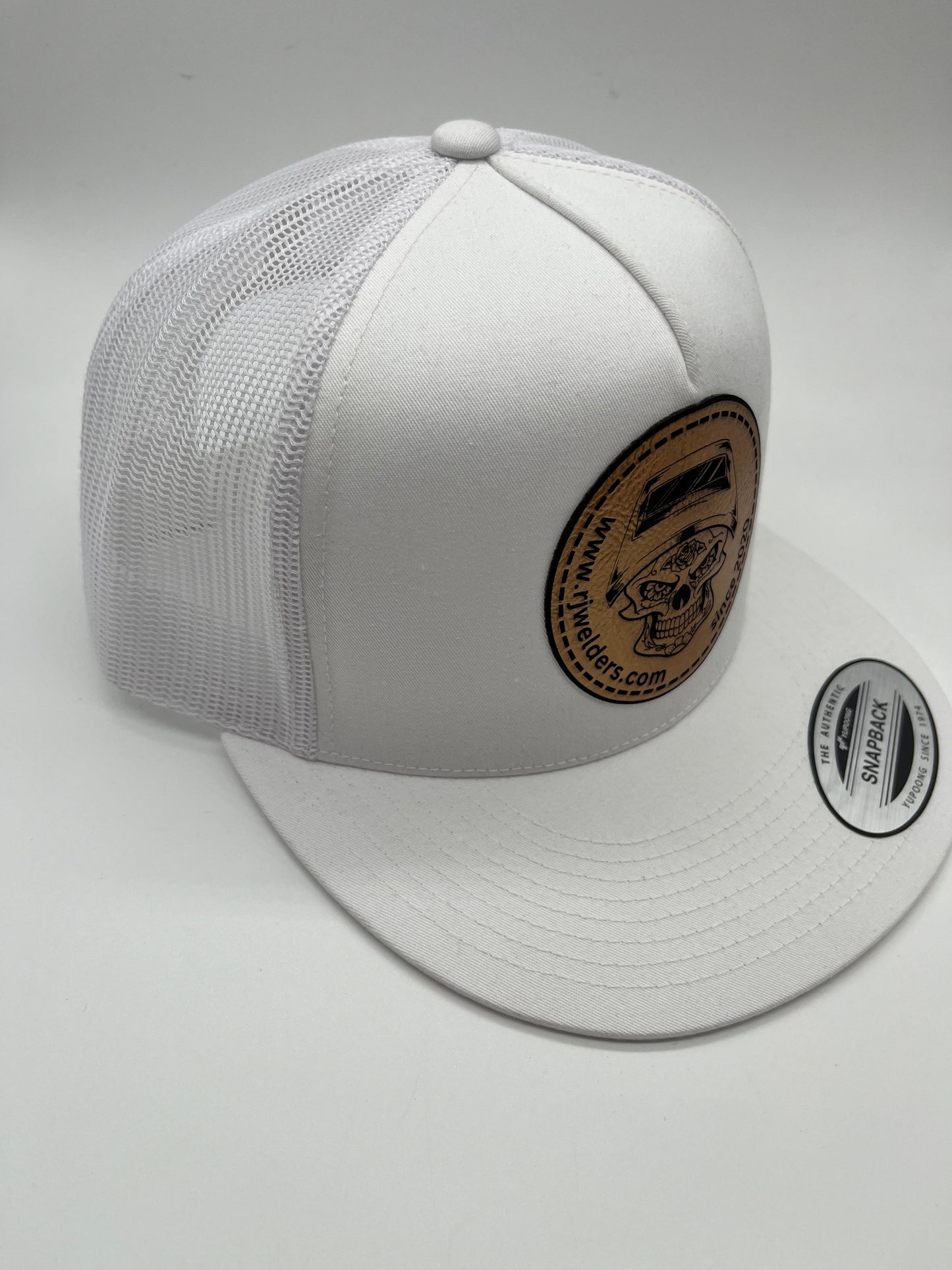 Snapback Cap - White w/ RJW Metallic Gold Patch