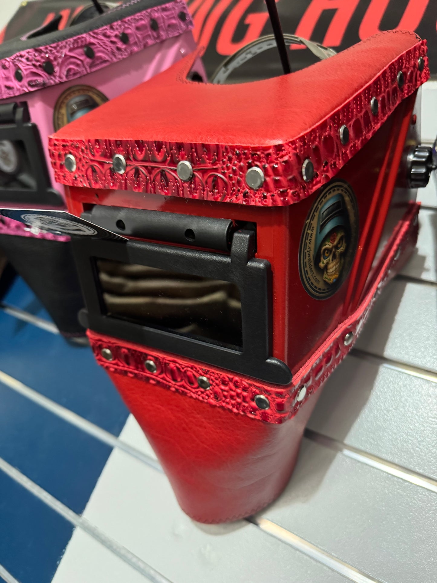 Red on Red Welding Hood - Croc Design