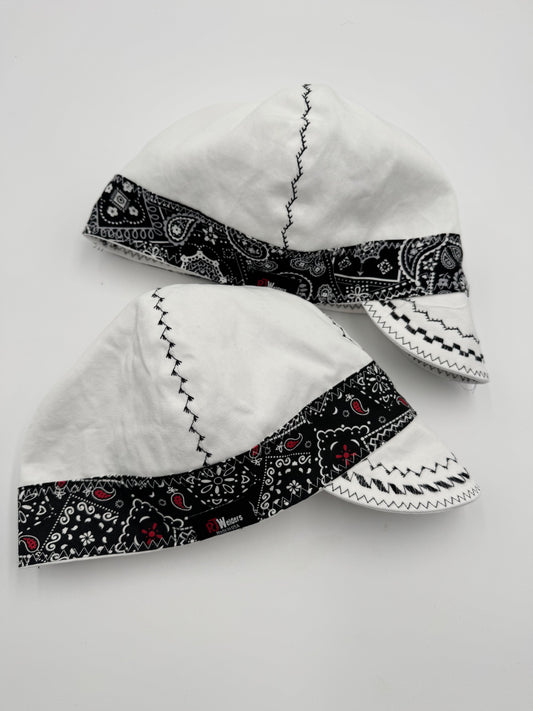 White Cap w/ Black/White Bandana Bands
