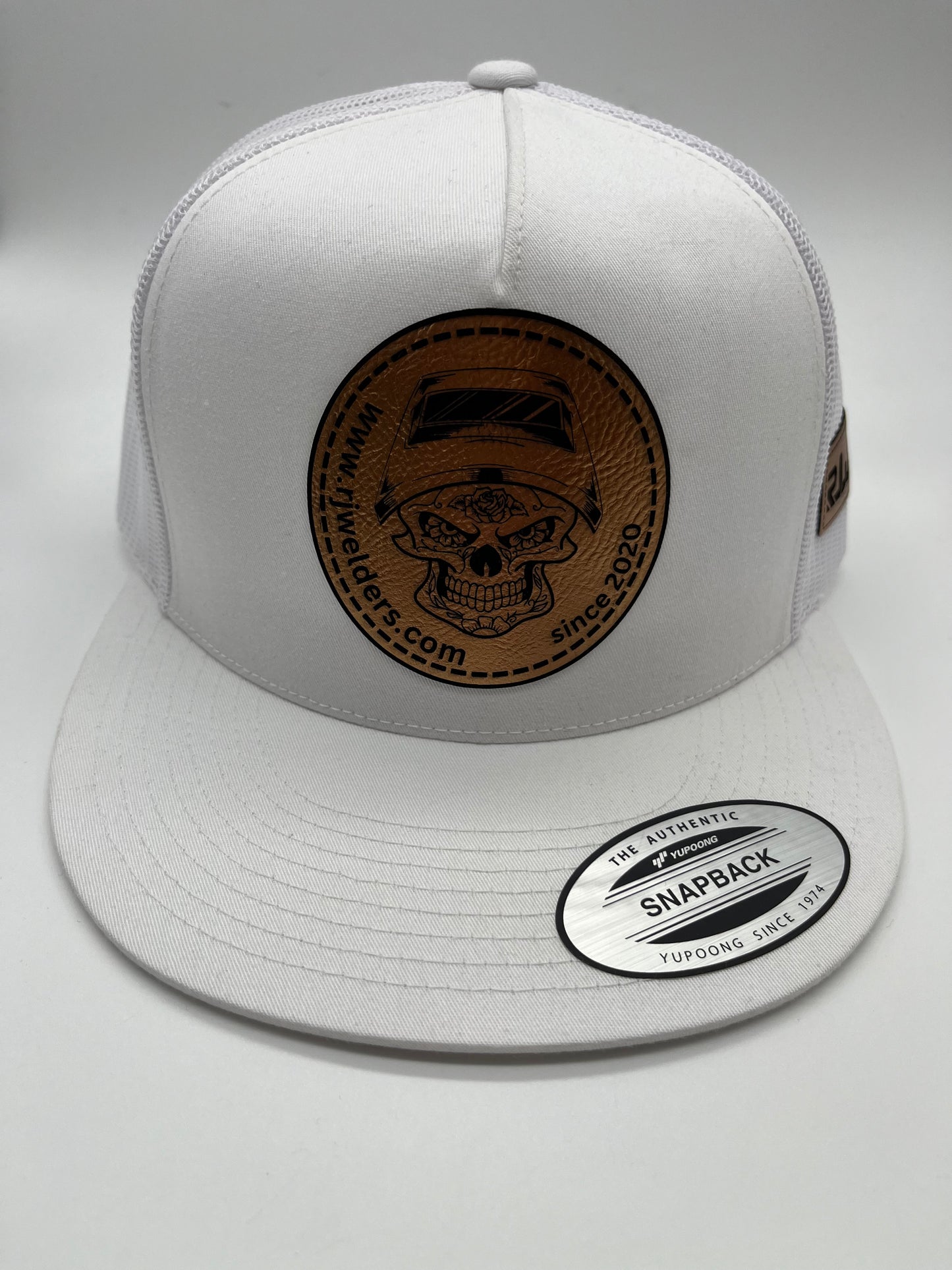 Snapback Cap - White w/ RJW Metallic Gold Patch