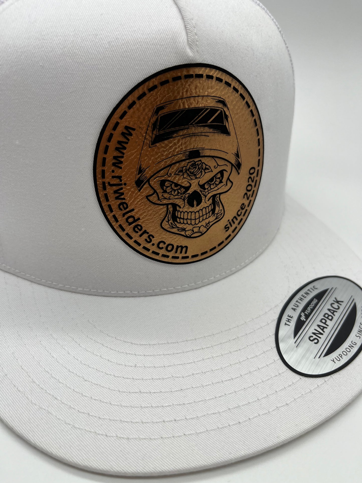 Snapback Cap - White w/ RJW Metallic Gold Patch