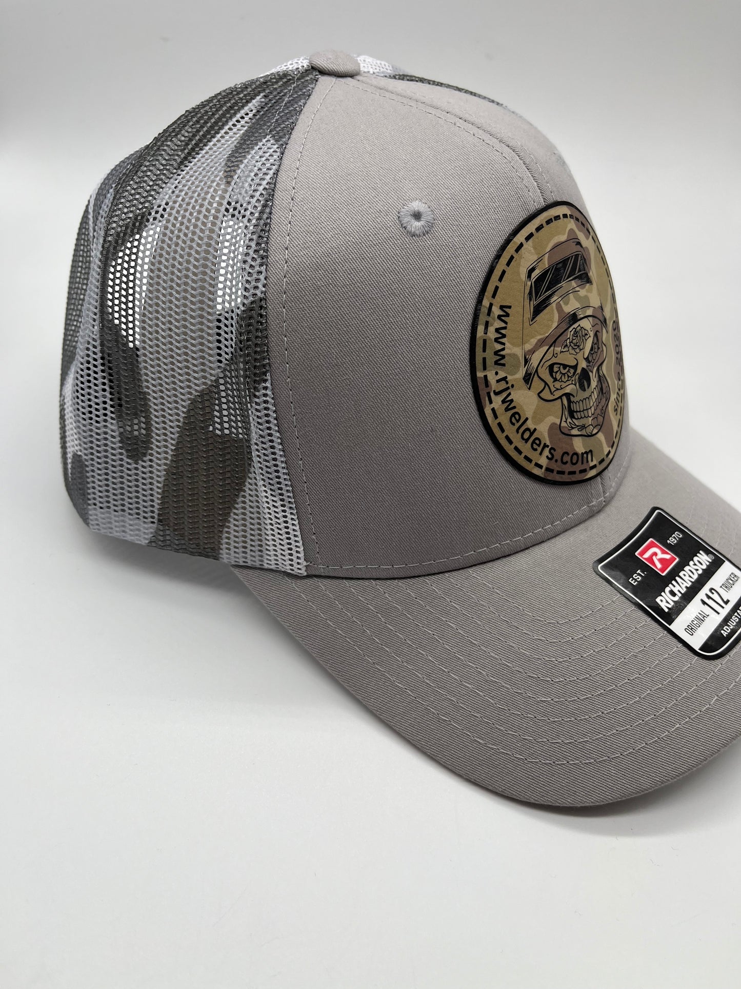 Snapback Cap - Grey and Camo w/ RJW Camo Patch