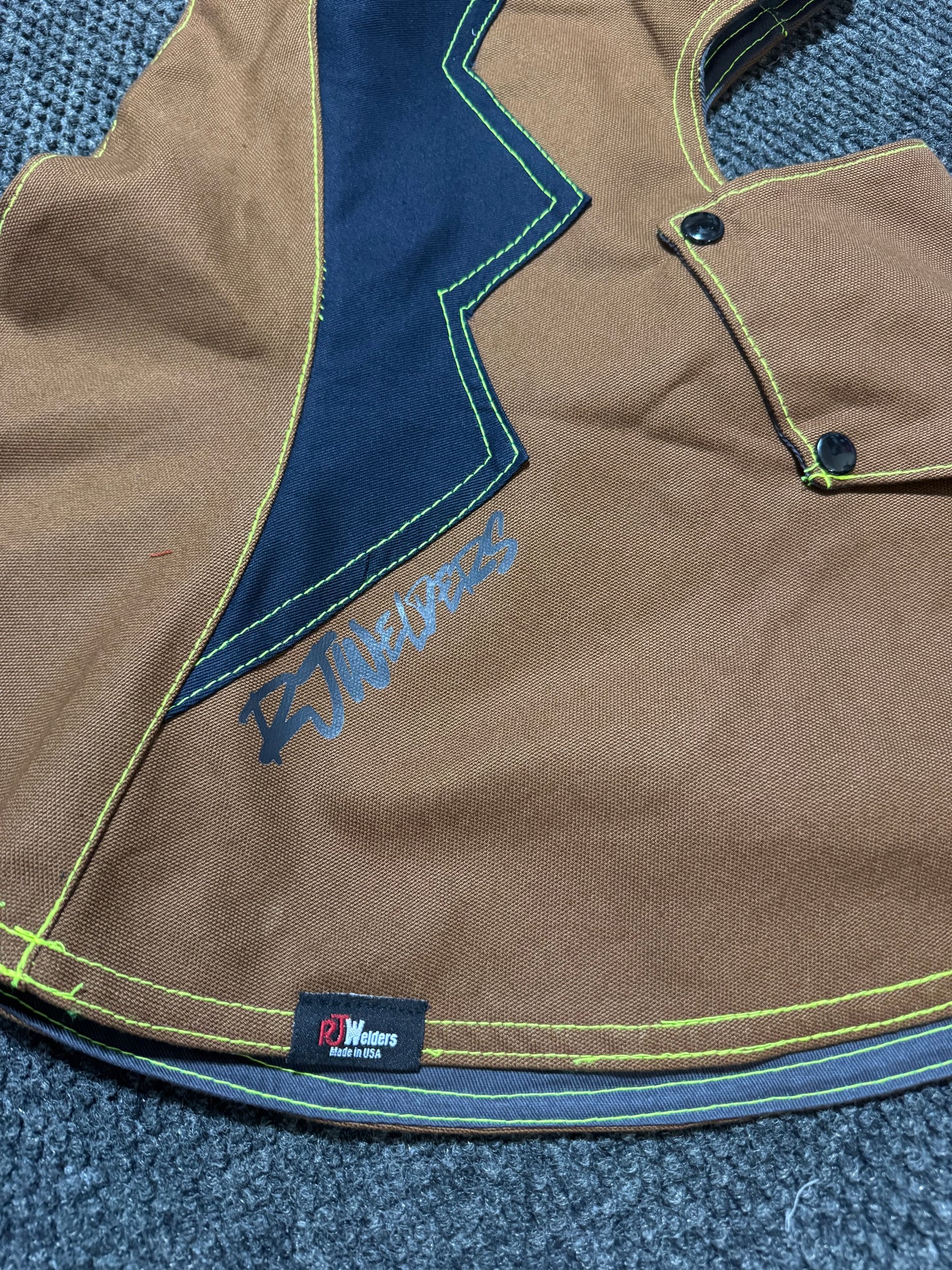 Heavy Duty Cotton Hood - Khaki and Blue w/Yellow