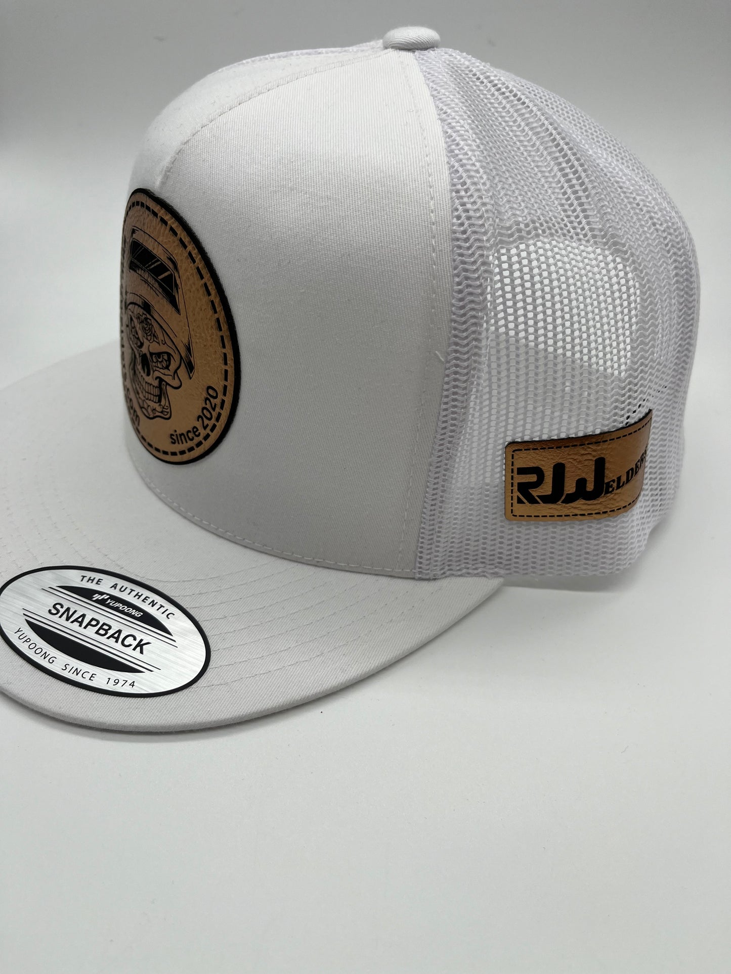 Snapback Cap - White w/ RJW Metallic Gold Patch