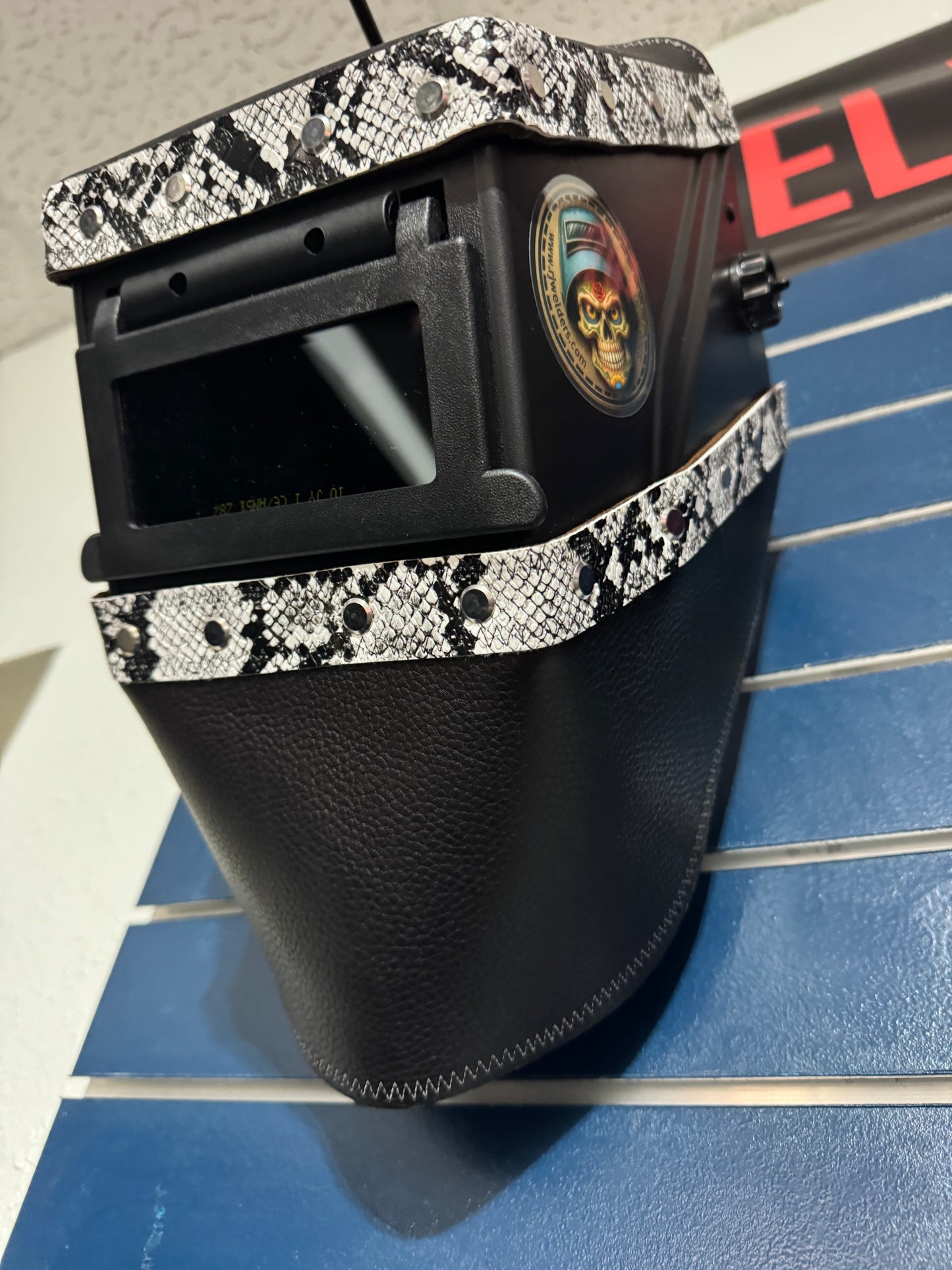 Black and White Snake Welding Hood