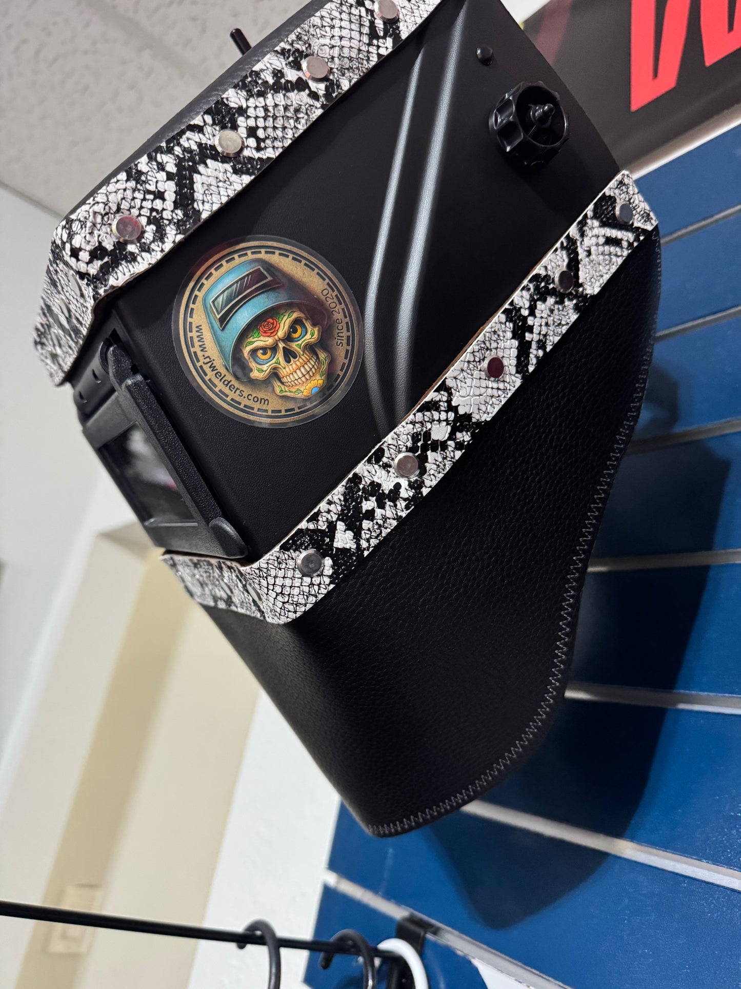 Black and White Snake Welding Hood