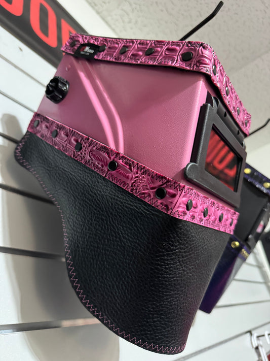 Pink and Black Welding Hood - Croc Design