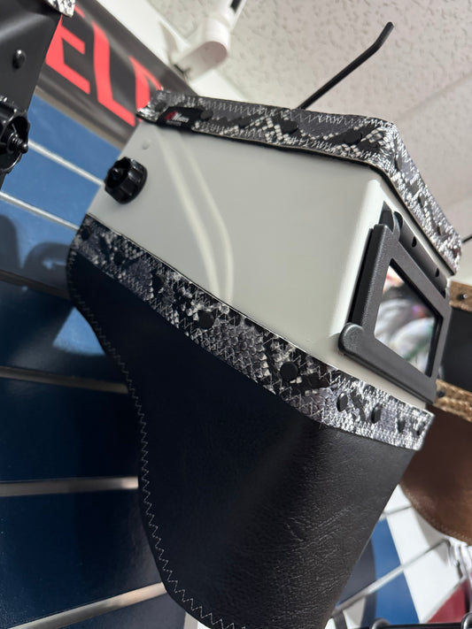 White and Black Welding Hood - Snake Design