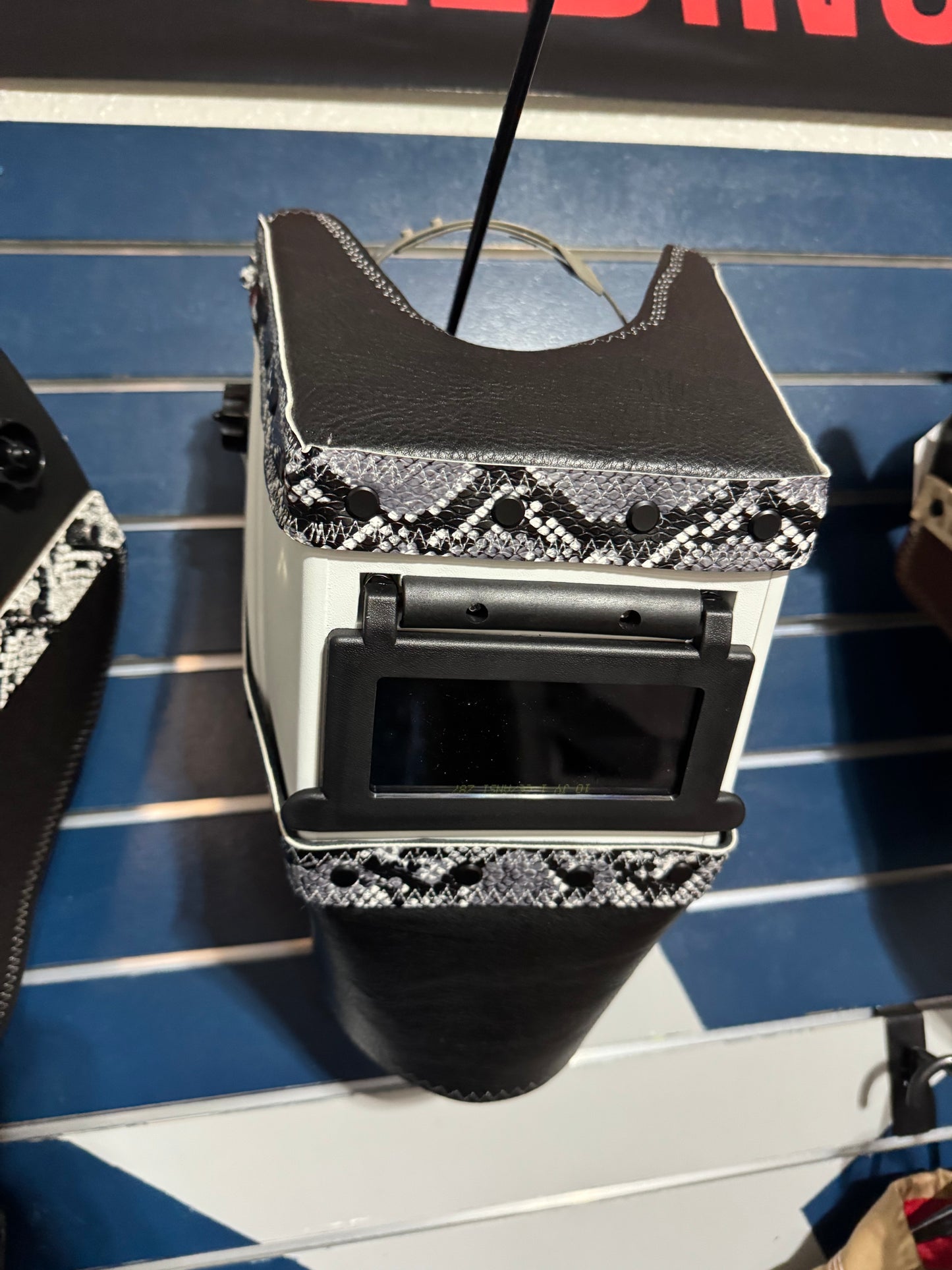 White and Black Welding Hood - Snake Design